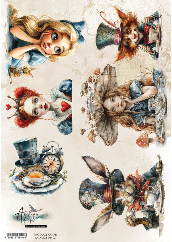 Alchemy of Art ALICE in Wonderland A4 Decoupage Rice Paper #AA-ALICE-RP-02