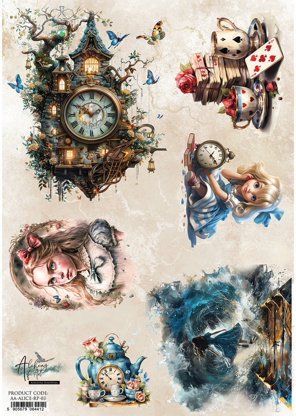 Alchemy of Art ALICE in Wonderland A4 Decoupage Rice Paper #AA-ALICE-RP-03
