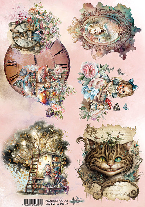 Alchemy of Art ENCHANTED WORLD - FOLLOWING ALICE A4 Decoupage Rice Paper #AA-EWFA-RP-02