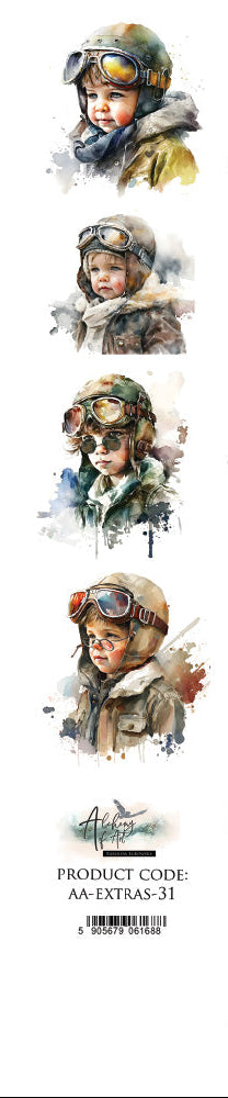 Illustrations of historical figures in military uniforms with a vintage clock and radio on a white background.