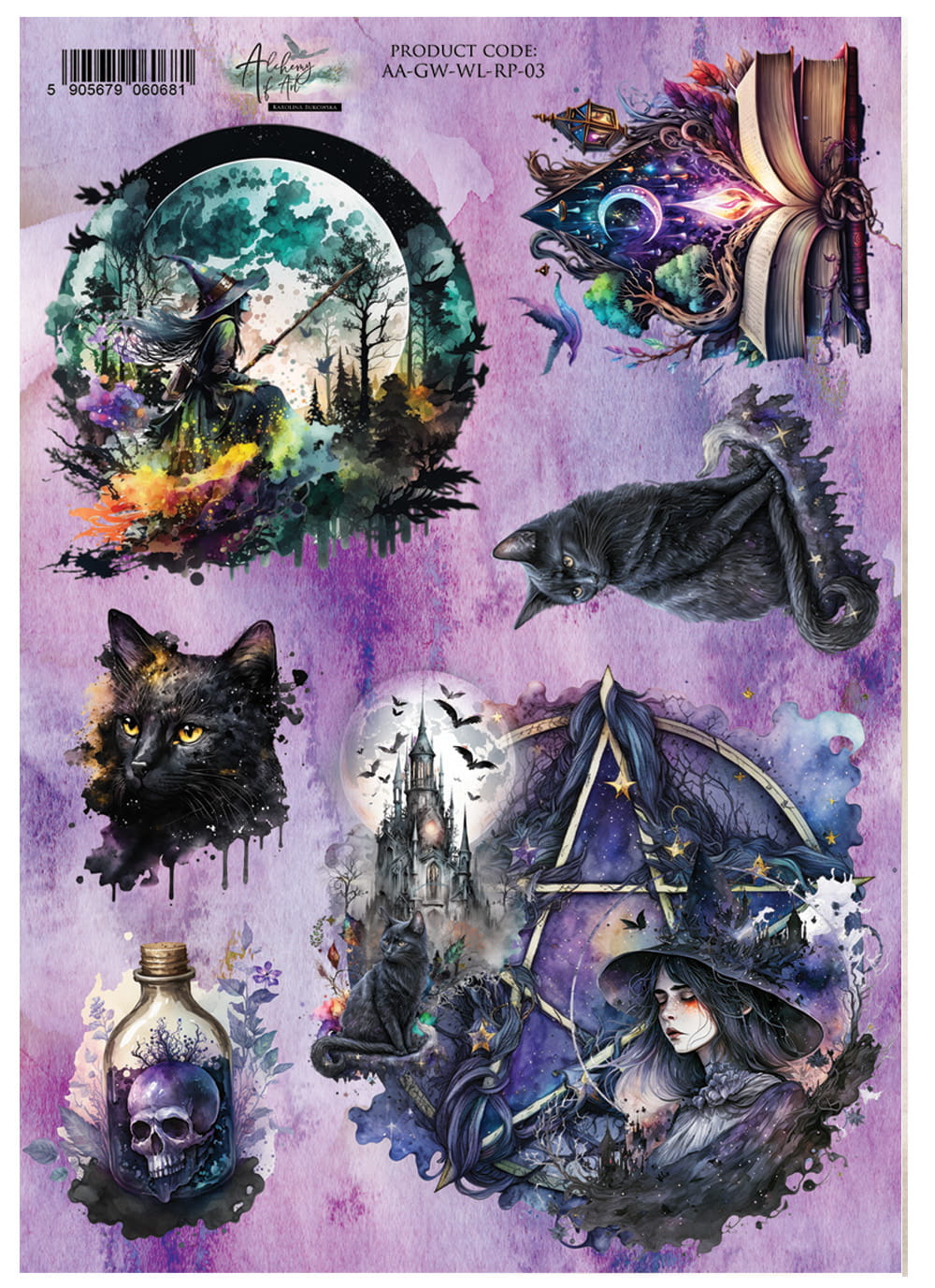 Alchemy of Art LEGENDS of the MAGIC SCHOOL A4 Decoupage Rice Paper #AA-GW-WL-RP-03
