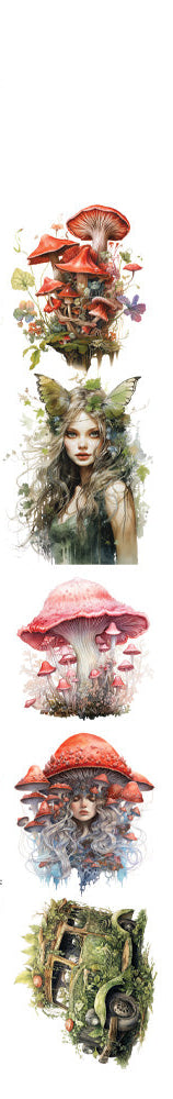 Set of forest-themed FUSSY CUTS with various characters and elements on a white background.