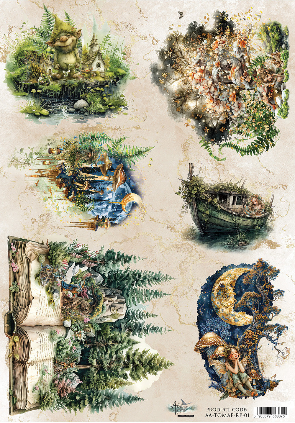 Alchemy of Art TALES of MOSS and FERN A4 Decoupage Rice Paper #AA-TOMAF-RP-01