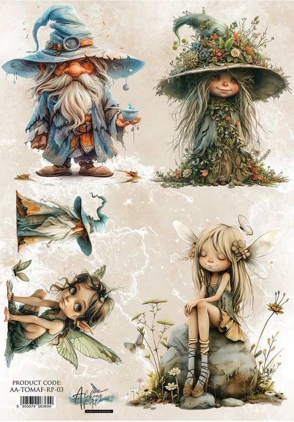 Alchemy of Art TALES of MOSS and FERN - WIZARD FAIRY WITCH A4 Decoupage Rice Paper #AA-TOMAF-RP-03
