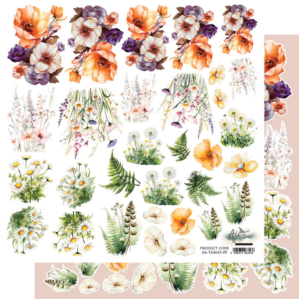 Alchemy of Art TALES OF MOSS AND FERN - FLOWERS 12x12" Fussy Cutting Sheet #AA-TOMAF-09