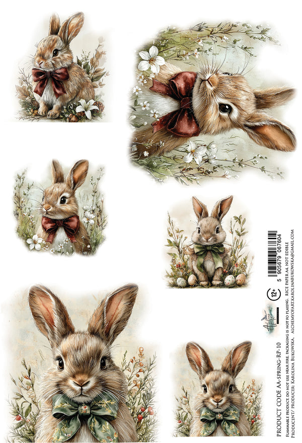 Alchemy of Art SPRING - BUNNIES A4 Decoupage Rice Paper #AA-SPRING-RP-10