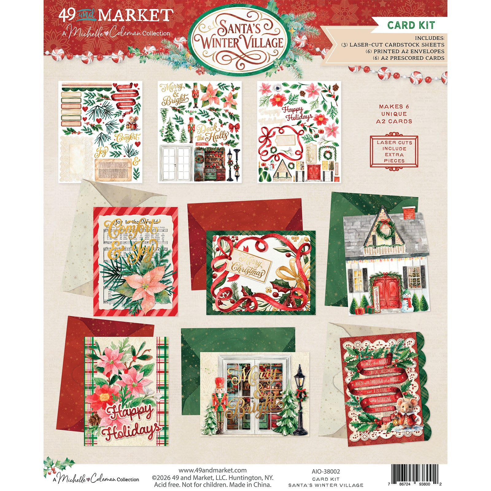PRE-ORDER - 49 and Market SANTA'S WINTER VILLAGE Card Kit #AIO-38002