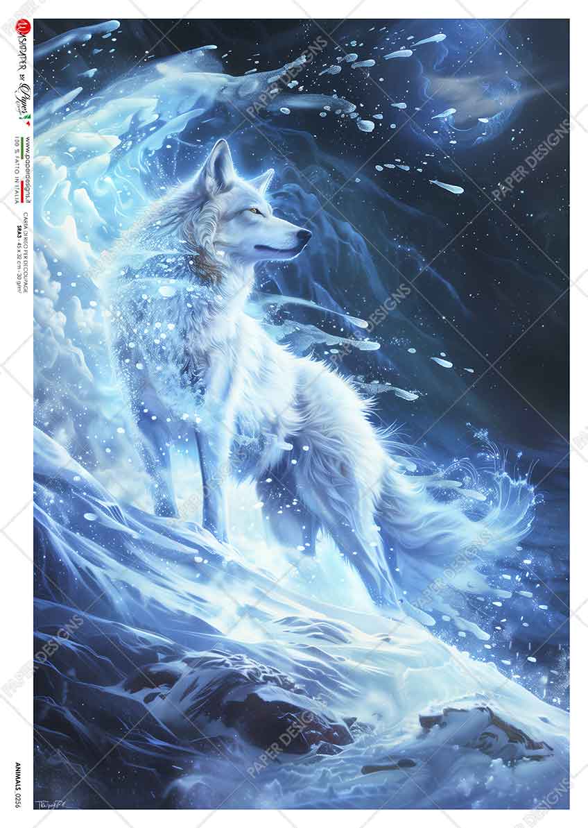 Paper Designs ICE and WIND Spirit WOLF A4 Decoupage Rice Paper #ANIMALS_0256