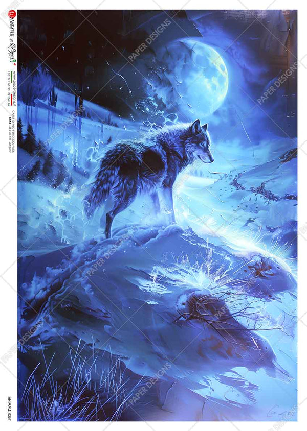 Paper Designs MIDNIGHT TERRAIN SPIRIT WOLF A4 Decoupage Rice Paper #ANIMALS_0257