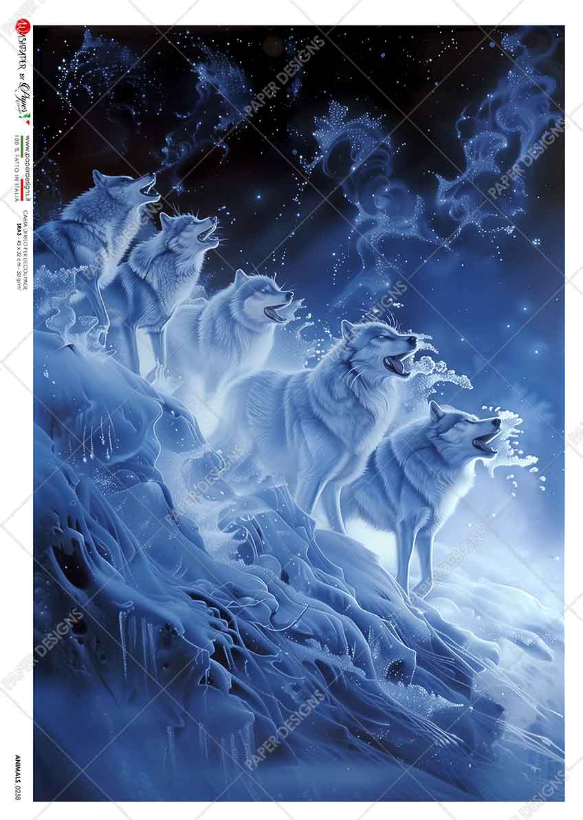 Paper Designs CELESTIAL SPIRIT WOLF A4 Decoupage Rice Paper #ANIMALS_0258