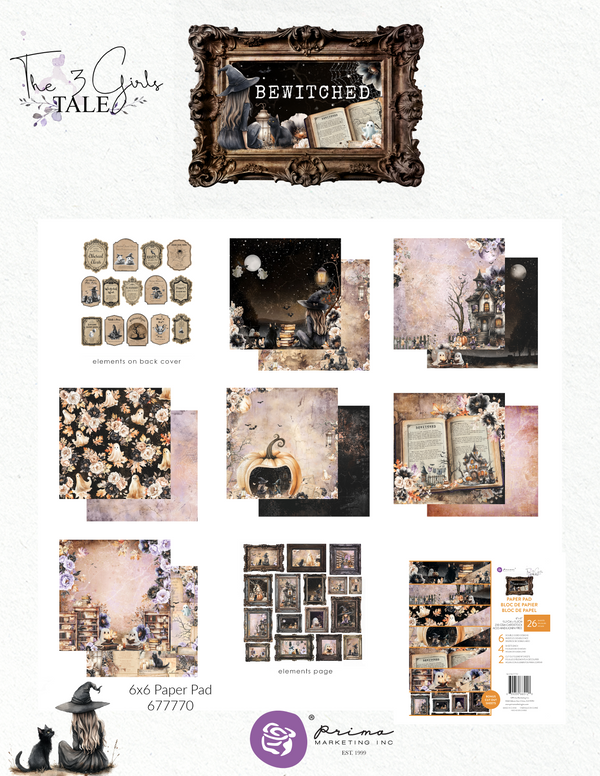 Collection of Halloween-themed paper pads and frames with decorative elements on a white background.