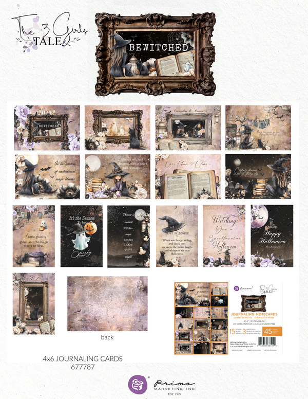 Prima BEWITCHED HALLOWEEN Collection 4X6 Journaling Notecards #677787