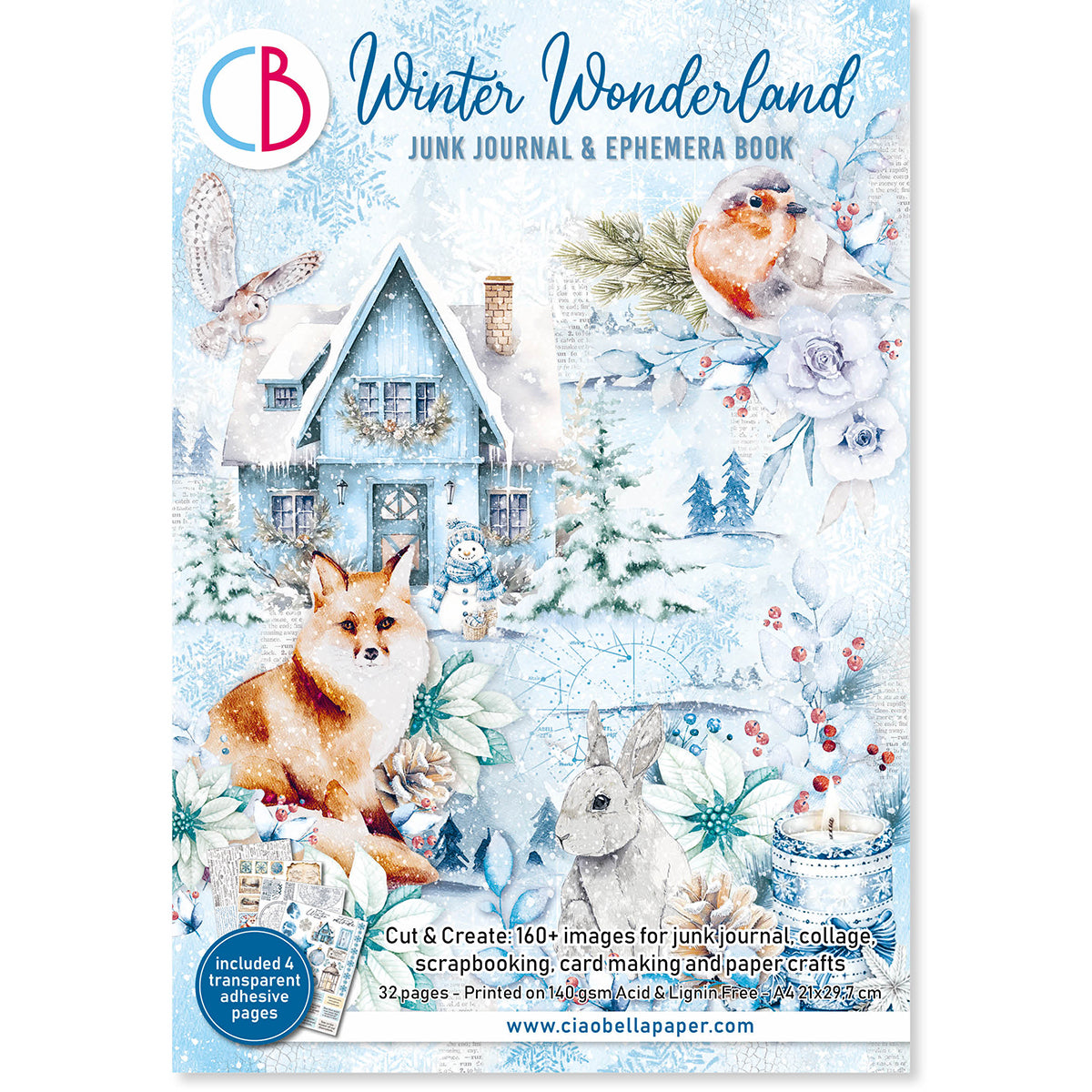 Ciao Bella WINTER WONDERLAND A4 Junk Journal & Ephemera Book #CBB001