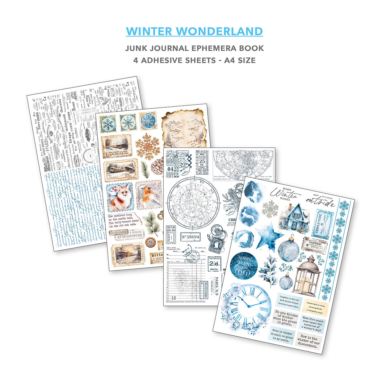 Ciao Bella WINTER WONDERLAND A4 Junk Journal & Ephemera Book #CBB001