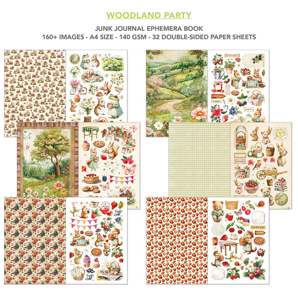 Ciao Bella WOODLAND PARTY A4 Junk Journal & Ephemera Book #CBB011