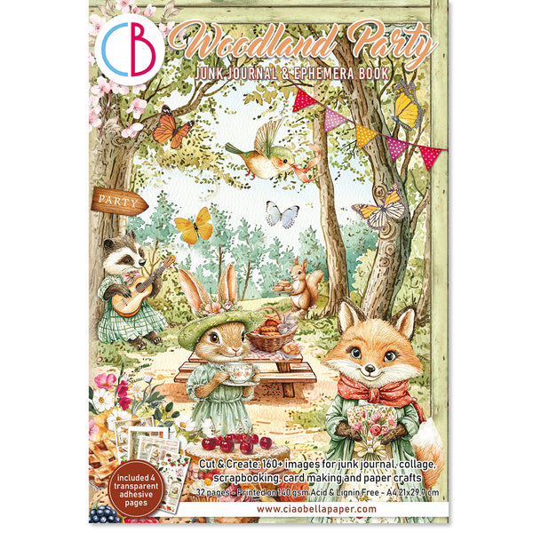 Ciao Bella WOODLAND PARTY A4 Junk Journal & Ephemera Book #CBB011