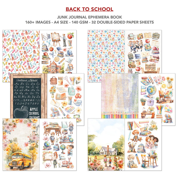 Ciao Bella BACK TO SCHOOL A4 Junk Journal & Ephemera Book #CBB012