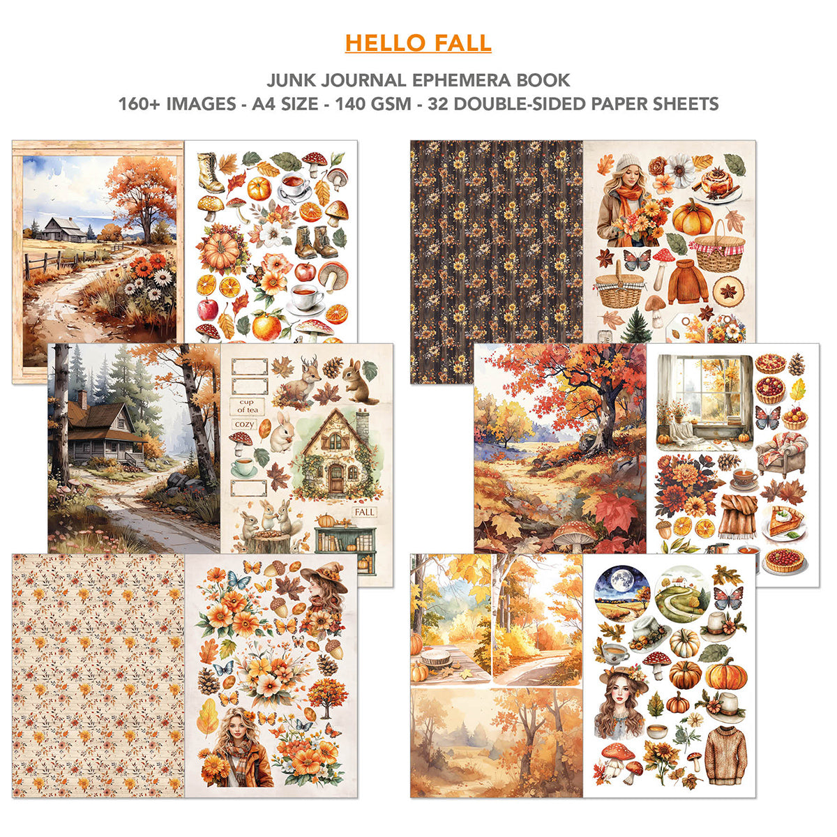 Ciao Bella HELLO FALL A4 Junk Journal & Ephemera Book #CBB013