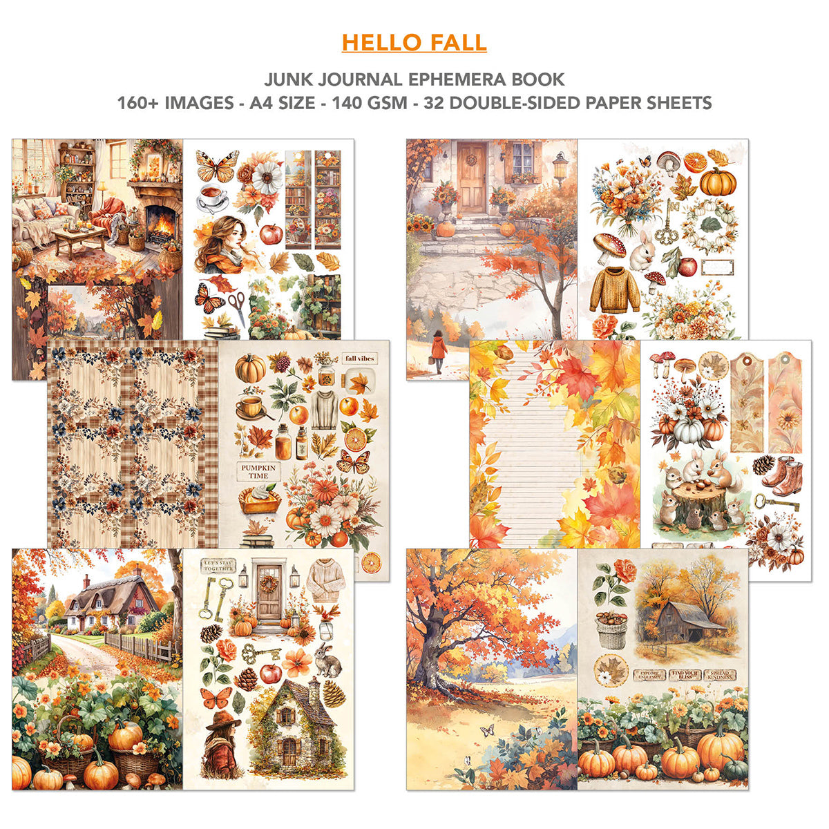 Ciao Bella HELLO FALL A4 Junk Journal & Ephemera Book #CBB013