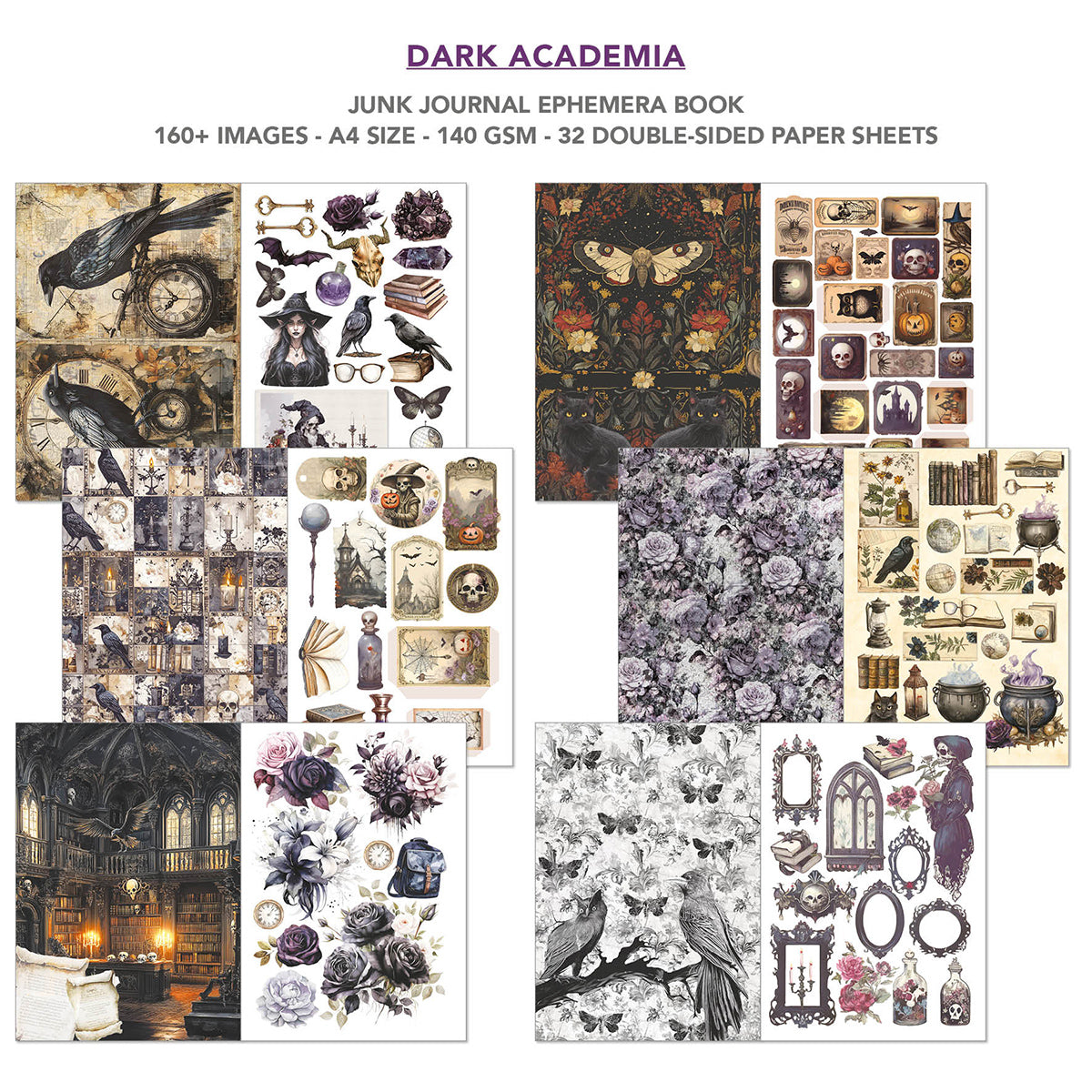 Ciao Bella DARK ACADEMIA A4 Junk Journal & Ephemera Book #CBB014
