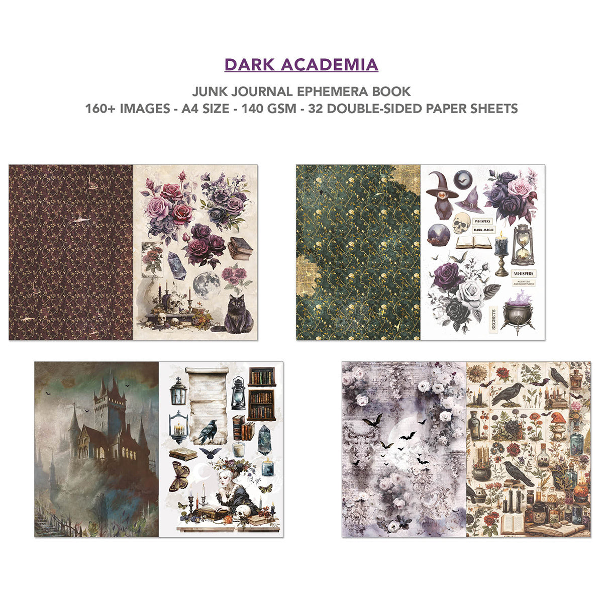 Ciao Bella DARK ACADEMIA A4 Junk Journal & Ephemera Book #CBB014