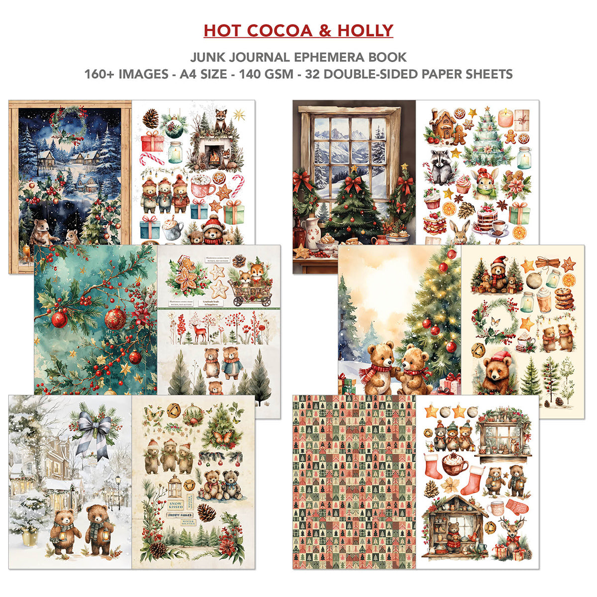 Ciao Bella HOT COCOA & HOLLY A4 Junk Journal & Ephemera Book #CBB015