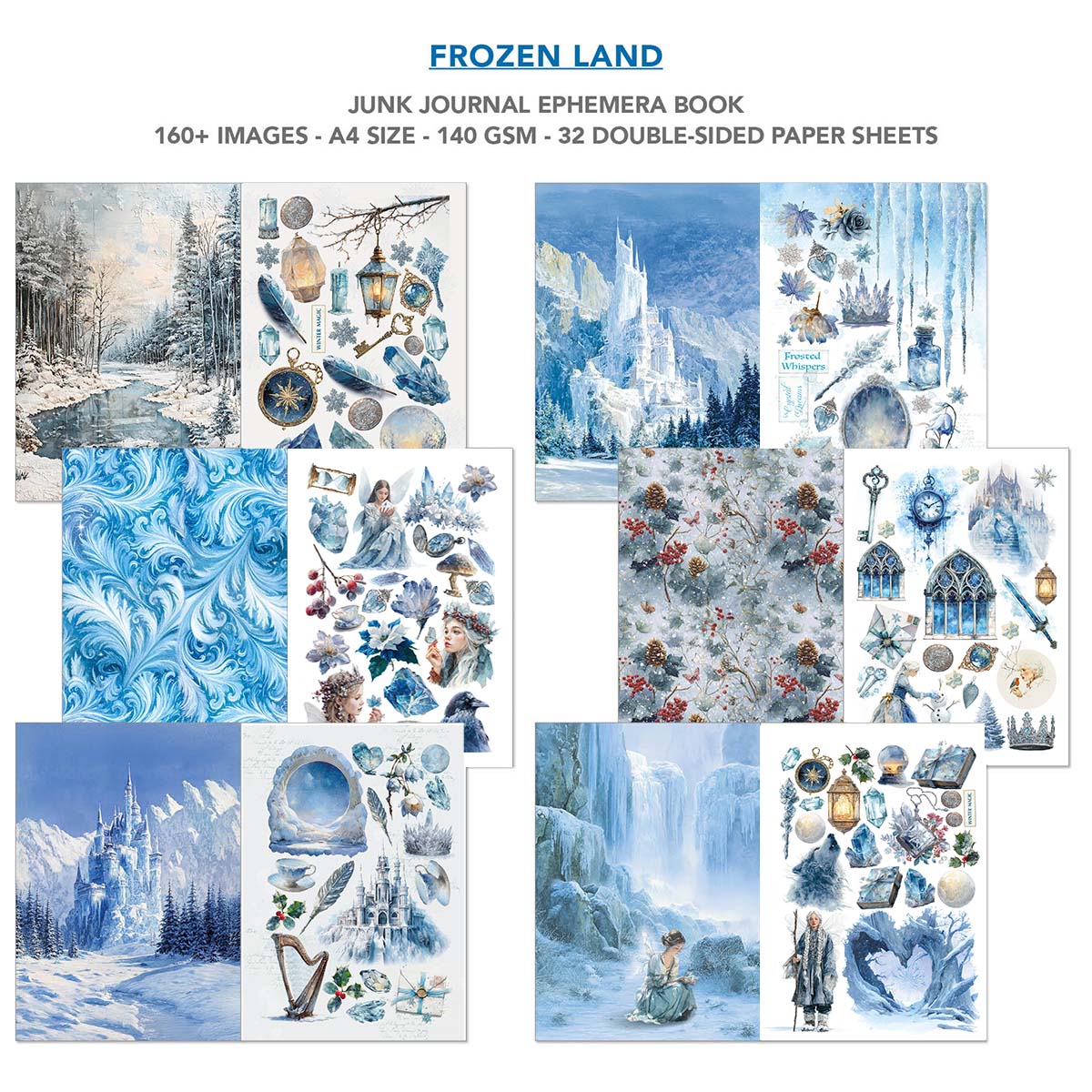 Ciao Bella FROZEN LAND A4 Junk Journal & Ephemera Book #CBB016