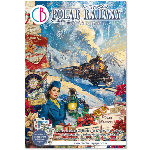 Ciao Bella POLAR RAILWAY A4 Junk Journal & Ephemera Book #CBB018
