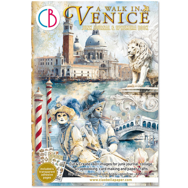 Book cover of 'A Walk in Venice' with Venetian architecture and figures.