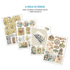 Collection of decorative elements for a junk journal titled 'A Walk in Venice' on a white background.