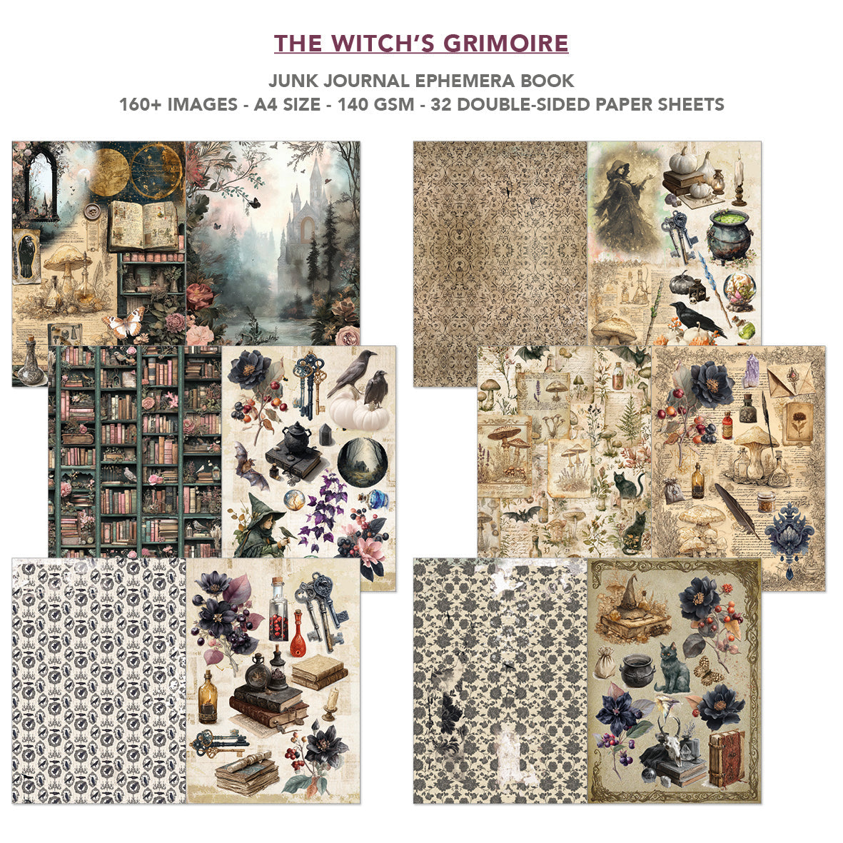 Ciao Bella THE WITCH'S GRIMOIRE A4 Junk Journal & Ephemera Book #CBB029