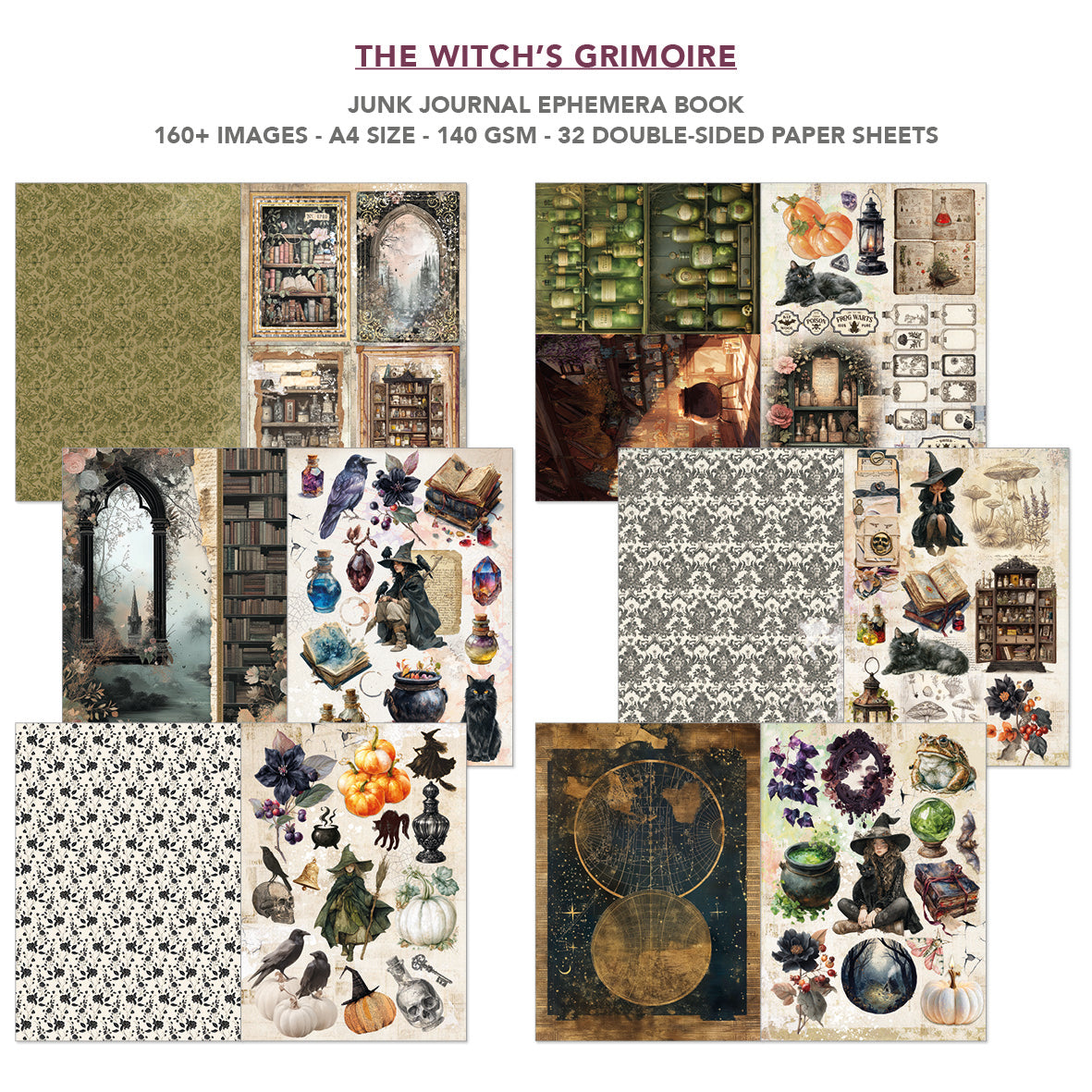 Ciao Bella THE WITCH'S GRIMOIRE A4 Junk Journal & Ephemera Book #CBB029