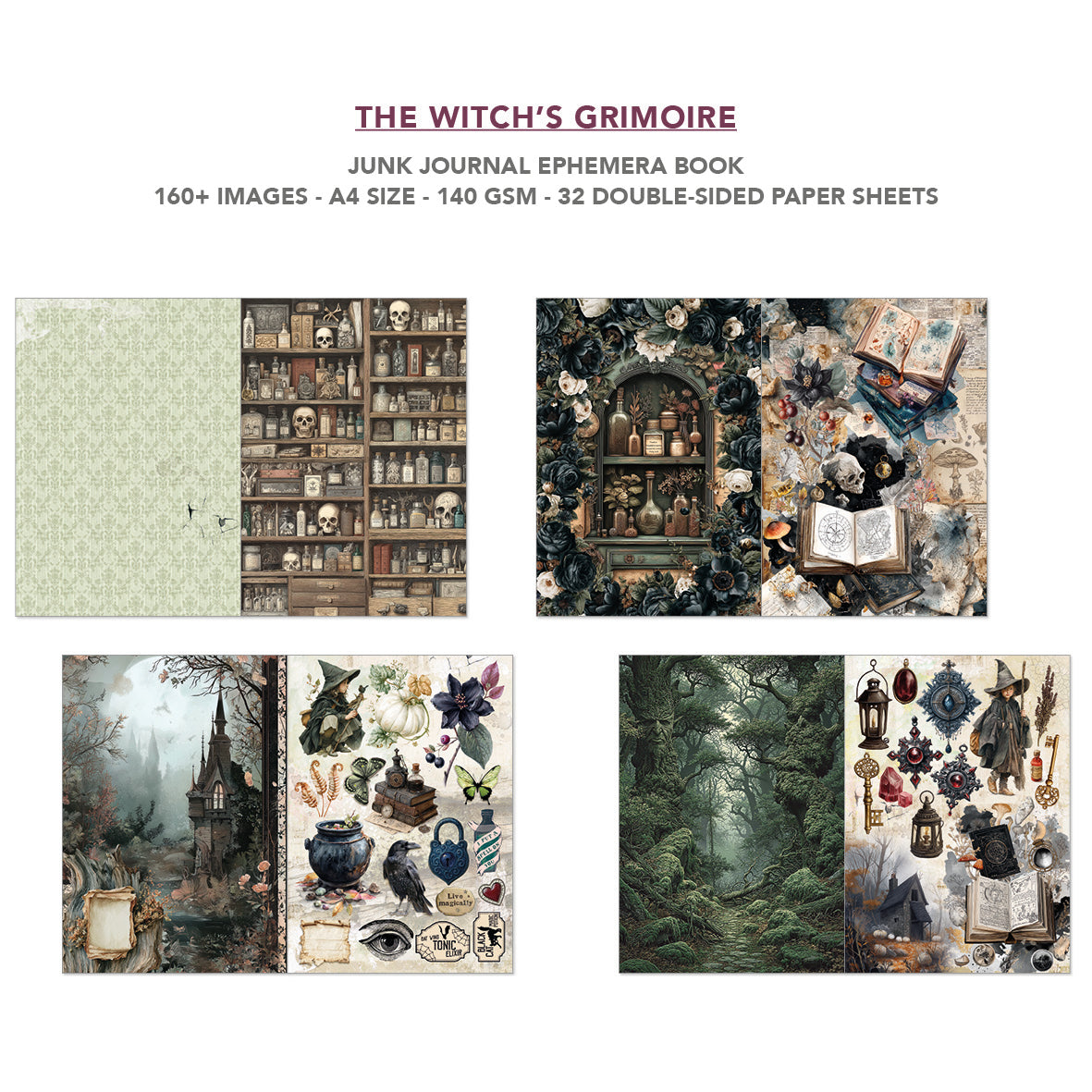 Ciao Bella THE WITCH'S GRIMOIRE A4 Junk Journal & Ephemera Book #CBB029