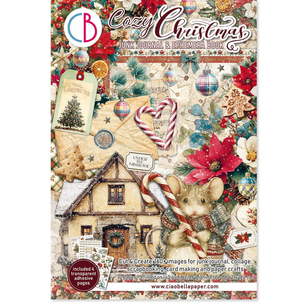 Ciao Bella COZY CHRISTMAS A4 Junk Journal & Ephemera Book #CBB031