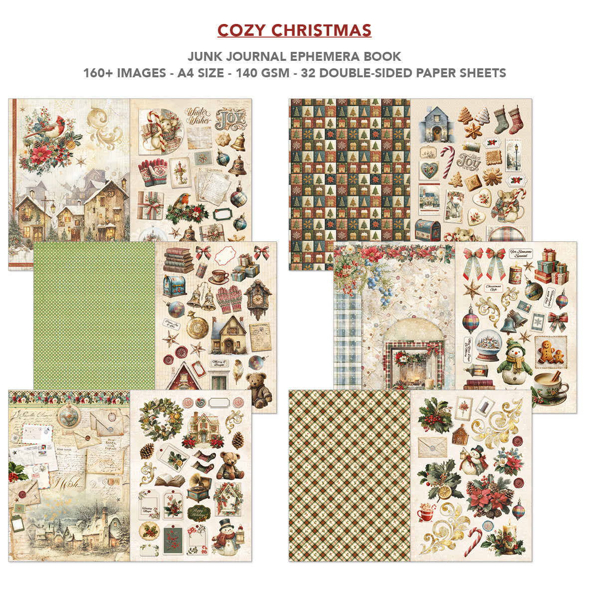 Ciao Bella COZY CHRISTMAS A4 Junk Journal & Ephemera Book #CBB031