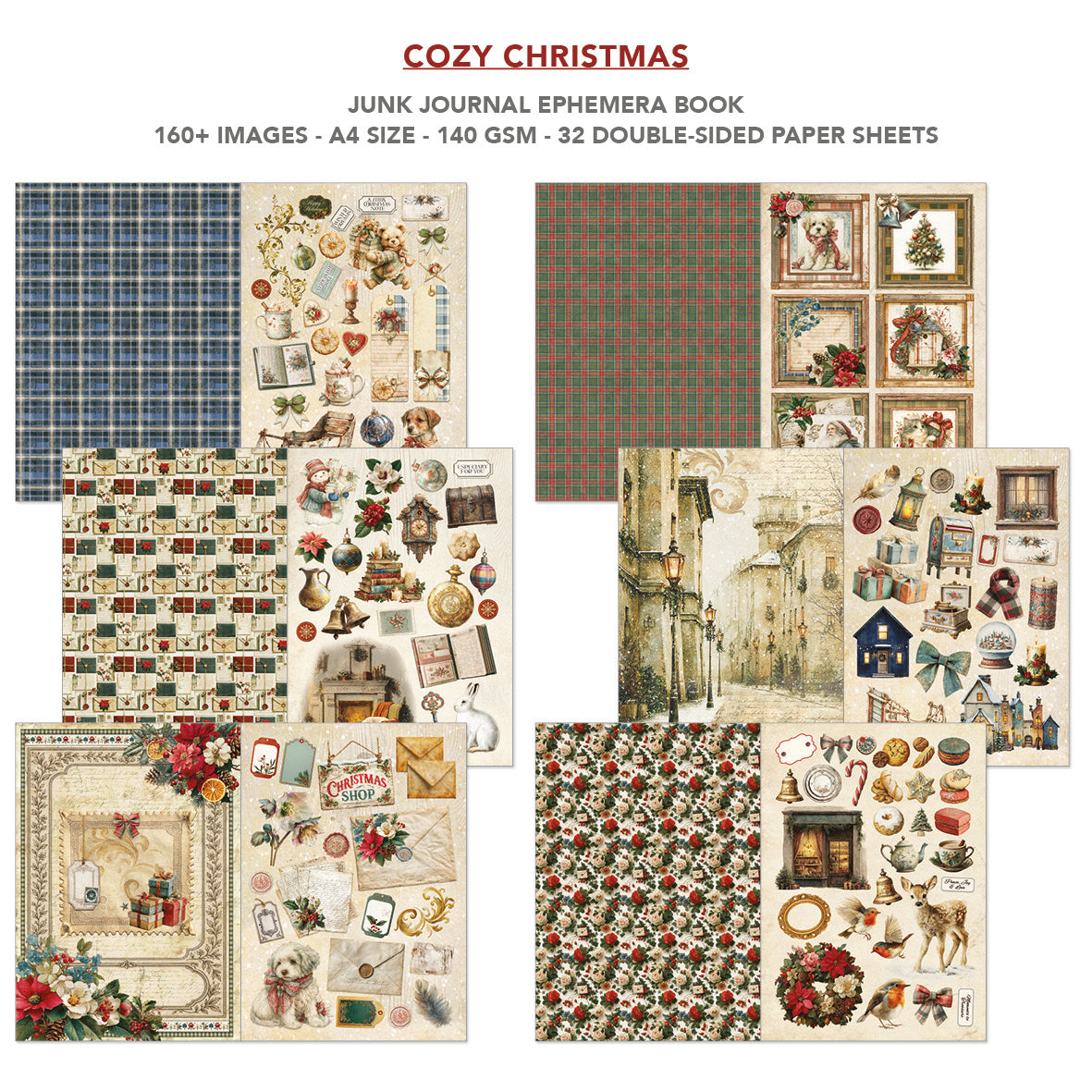 Ciao Bella COZY CHRISTMAS A4 Junk Journal & Ephemera Book #CBB031