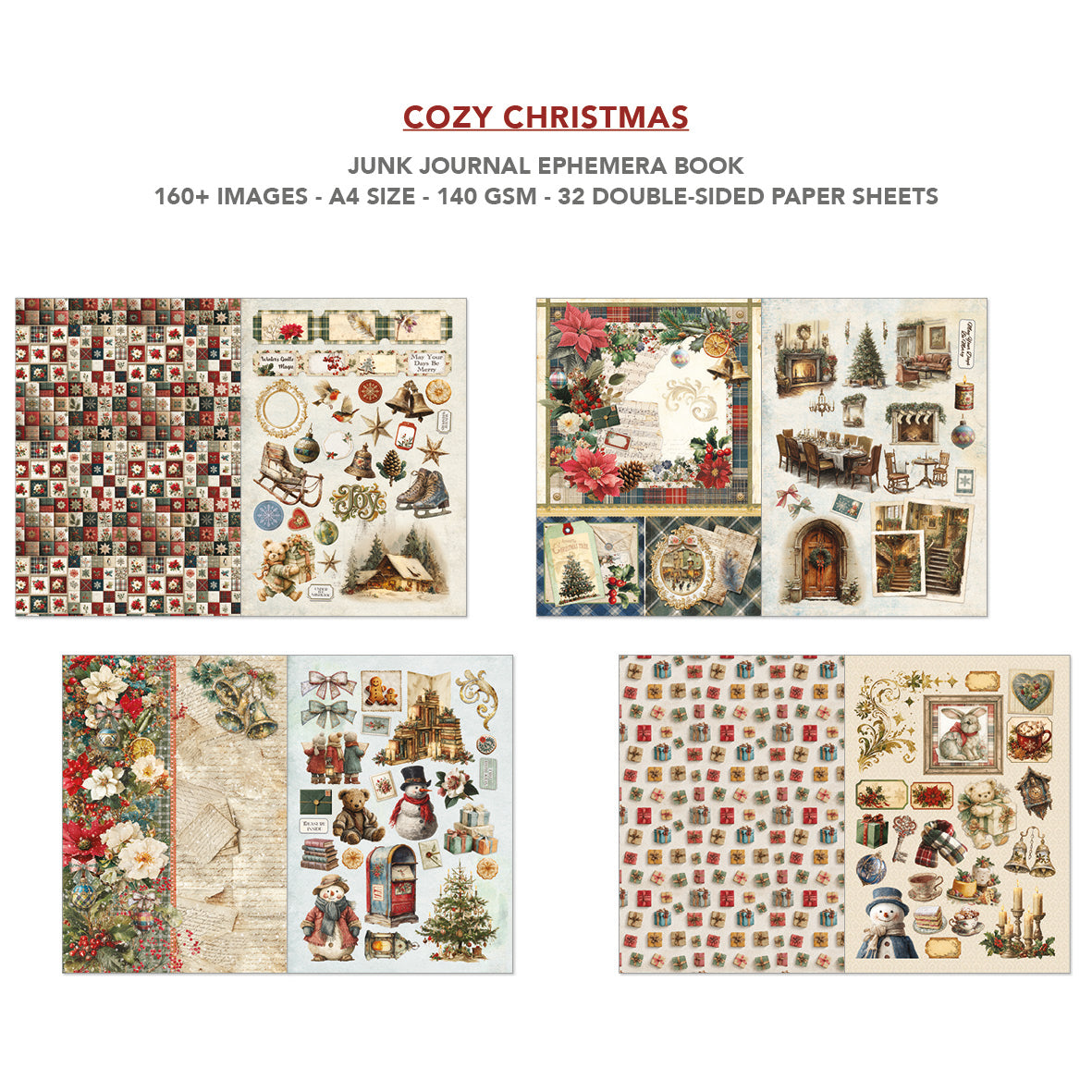 Ciao Bella COZY CHRISTMAS A4 Junk Journal & Ephemera Book #CBB031