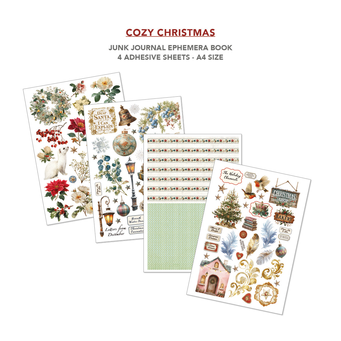 Ciao Bella COZY CHRISTMAS A4 Junk Journal & Ephemera Book #CBB031