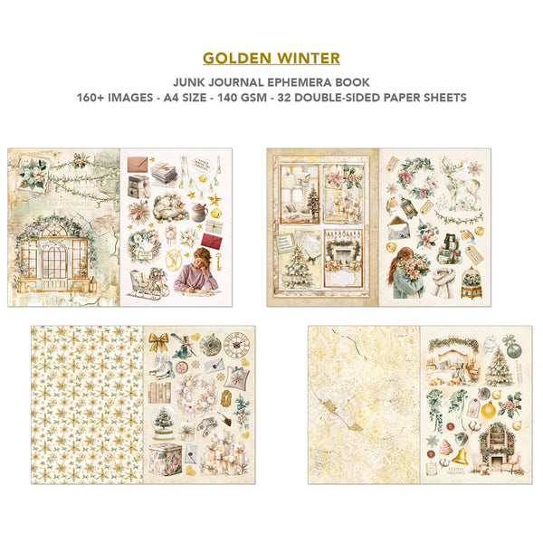 Ciao Bella GOLDEN WINTER Christmas A4 Junk Journal & Ephemera Book #CBB032