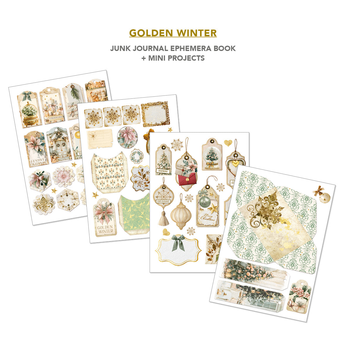 Ciao Bella GOLDEN WINTER Christmas A4 Junk Journal & Ephemera Book #CBB032