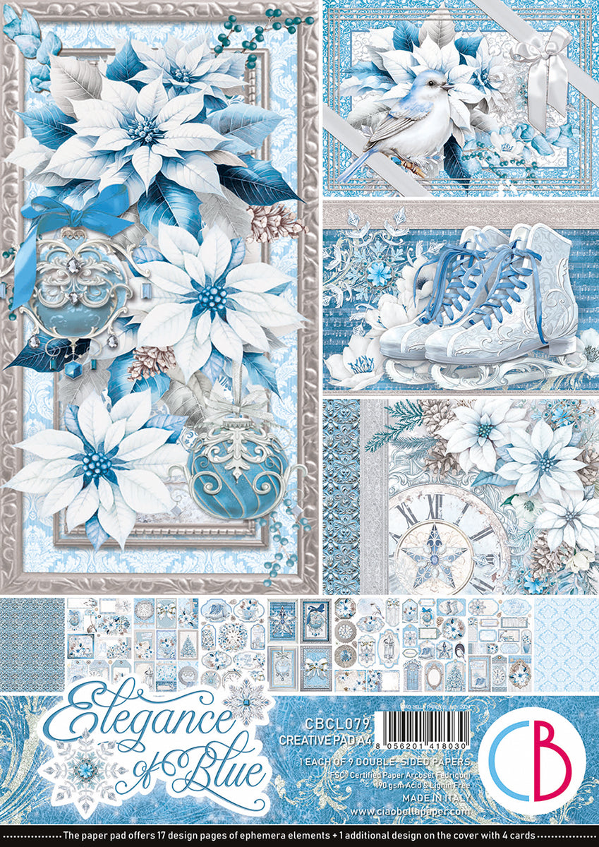 Ciao Bella ELEGANCE OF BLUE Christmas Winter A4 Creative Pad #CBCL079