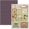 Vintage-style paper with floral and decorative elements on a white background