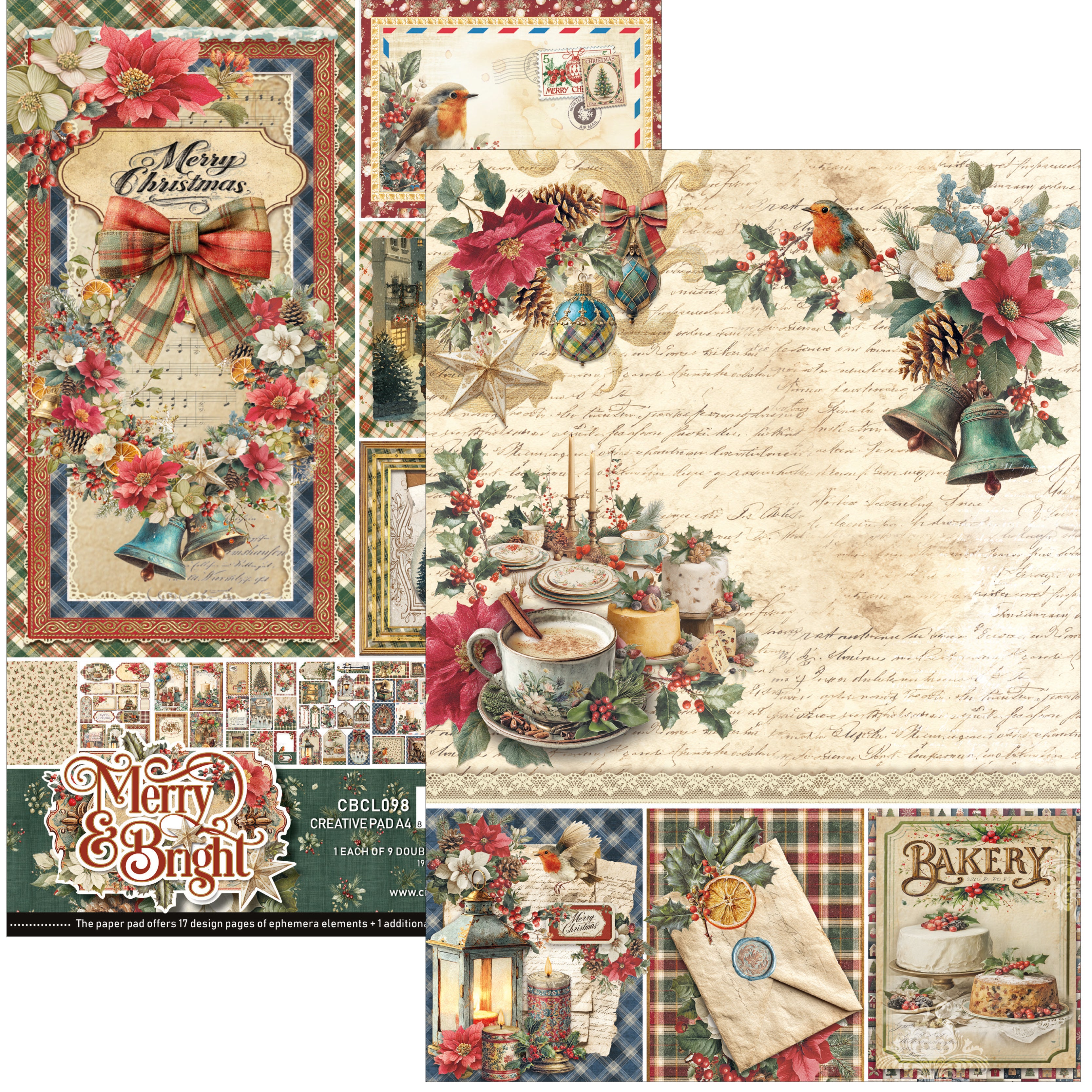 Ciao Bella MERRY and BRIGHT - Christmas A4 Creative Pad #CBCL098