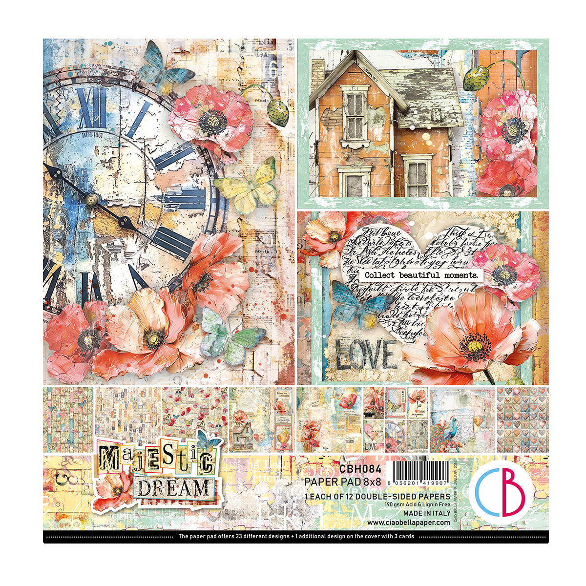 Ciao Bella MAJESTIC DREAM 8x8 Paper Pad 12 Sheets #CBH084