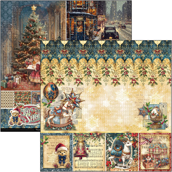 Ciao Bella TOY SHOP Winter Christmas 8x8 Paper Pad 12 Sheets #CBH089