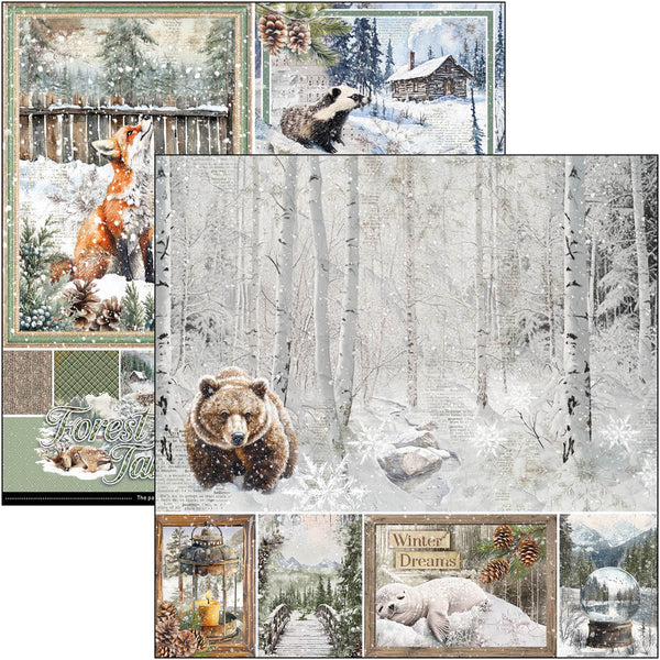 Ciao Bella FOREST TALES Winter Christmas 8x8 Paper Pad 12 Sheets #CBH090