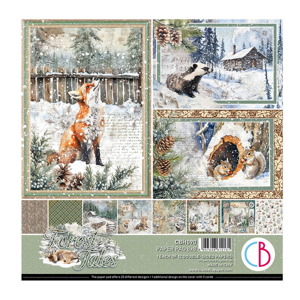 Ciao Bella FOREST TALES Winter Christmas 8x8 Paper Pad 12 Sheets #CBH090