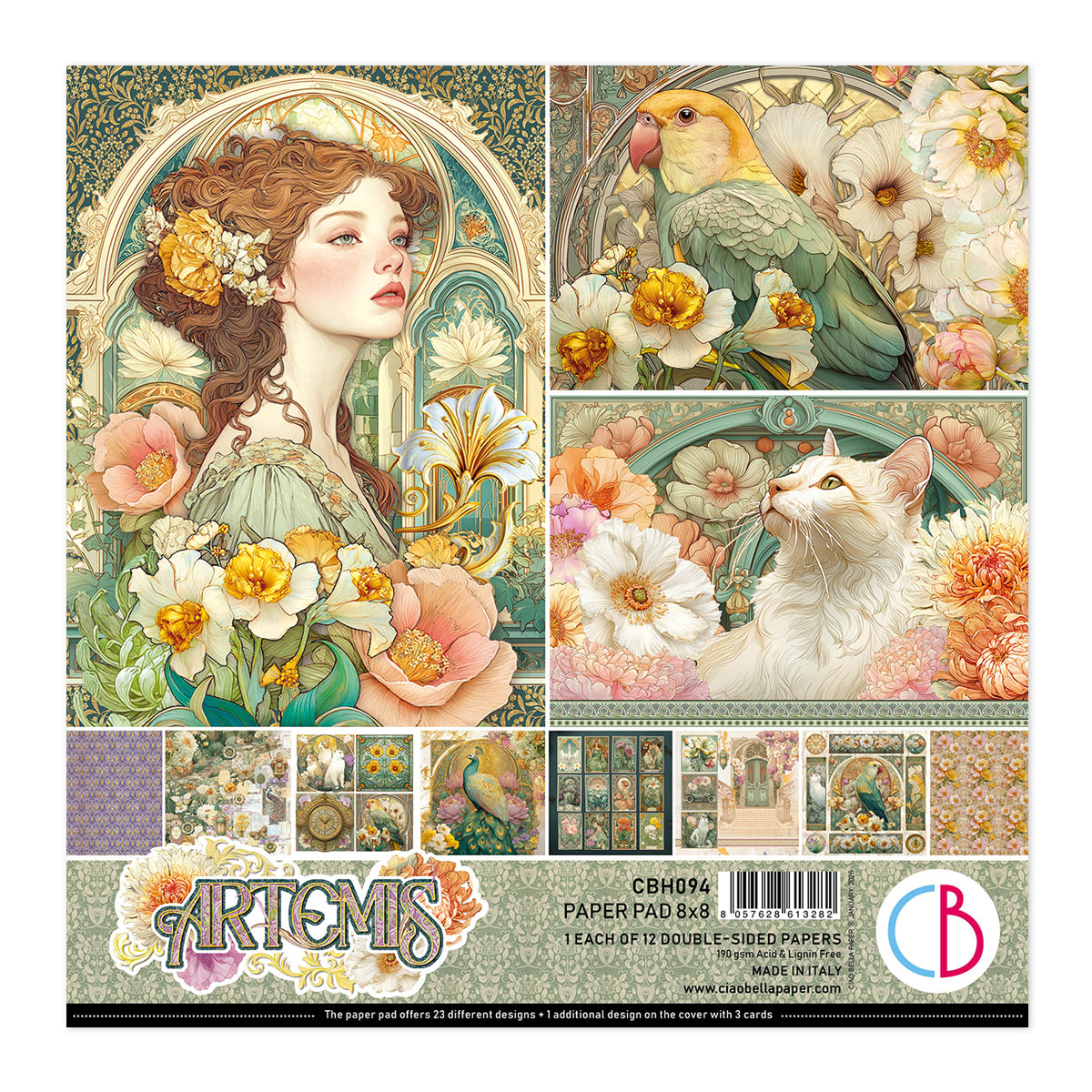 Ciao Bella ARTEMIS 8x8 Paper Pad 12 Sheets #CBH094