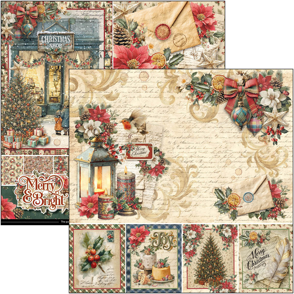 Ciao Bella MERRY and BRIGHT 8x8 Paper Pad 12 Sheets #CBH098