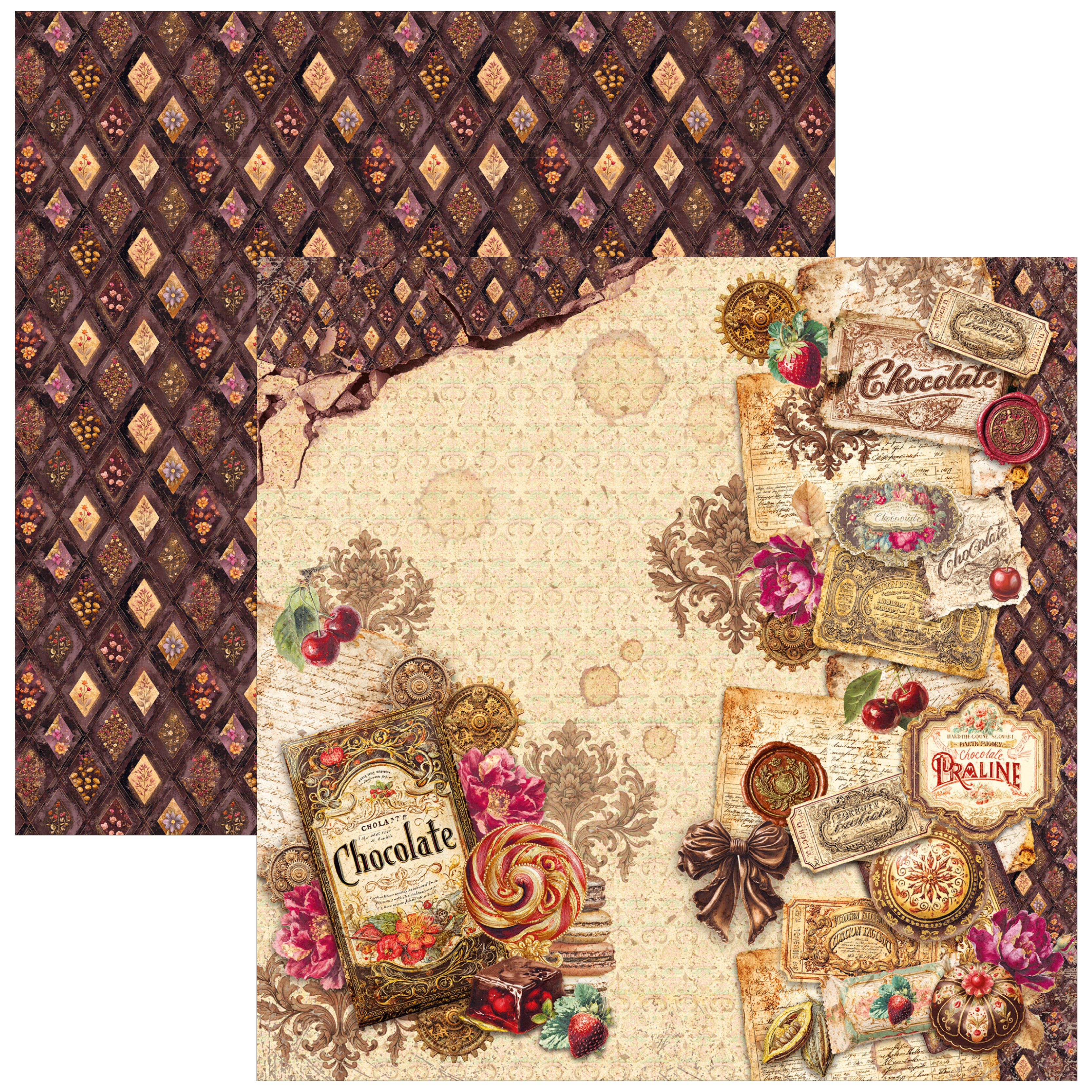 Ciao Bella CHOCOLATE WANDERLUST 8x8 Paper Pad 12 Sheets #CBH100